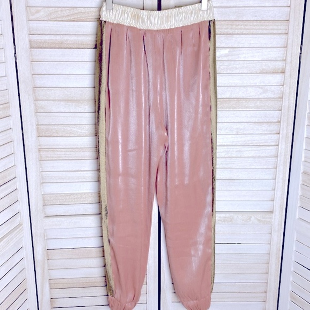 Zara Pink Metallic Satin Effect Joggers.  Size XS - Picture 5 of 16